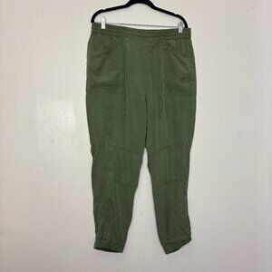 Banana Republic Olive Green Cargo Joggers Elastic Waist Tapered Pants Women's L